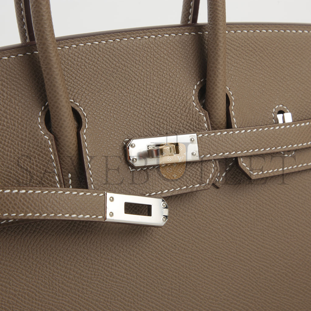 H**mes master birkin 30 epsom leather elephant grey silver buckle handbag h028369ck18 (30*23*15cm)